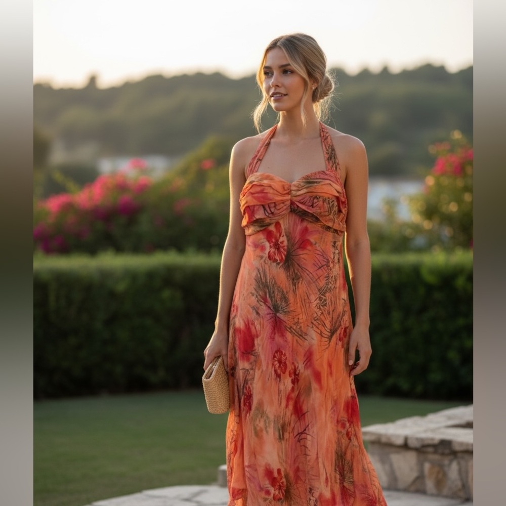 Frank Lyman Design floral‎ halter-neck midi dress